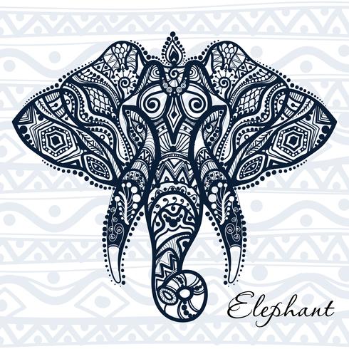 Elefante di disegno vettoriale con modelli etnici dell&#39;India.