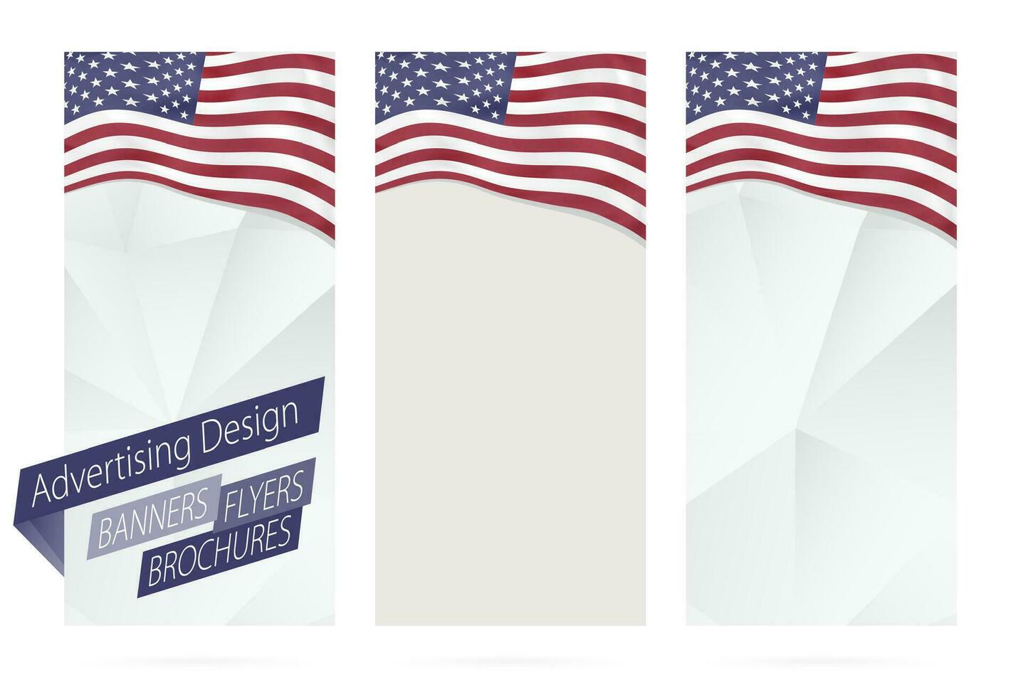 design di striscioni, volantini, opuscoli con bandiera di Stati Uniti d'America. vettore