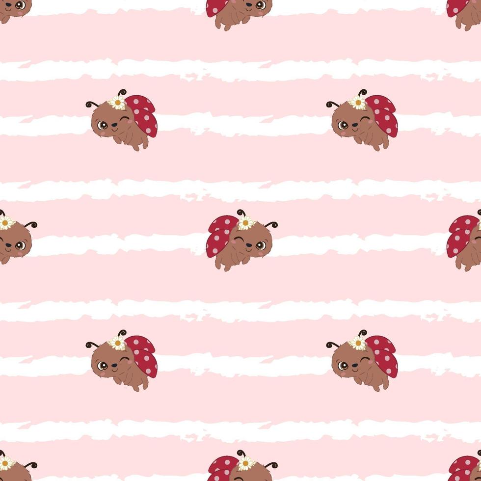 carino coccinella seamless pattern vettore