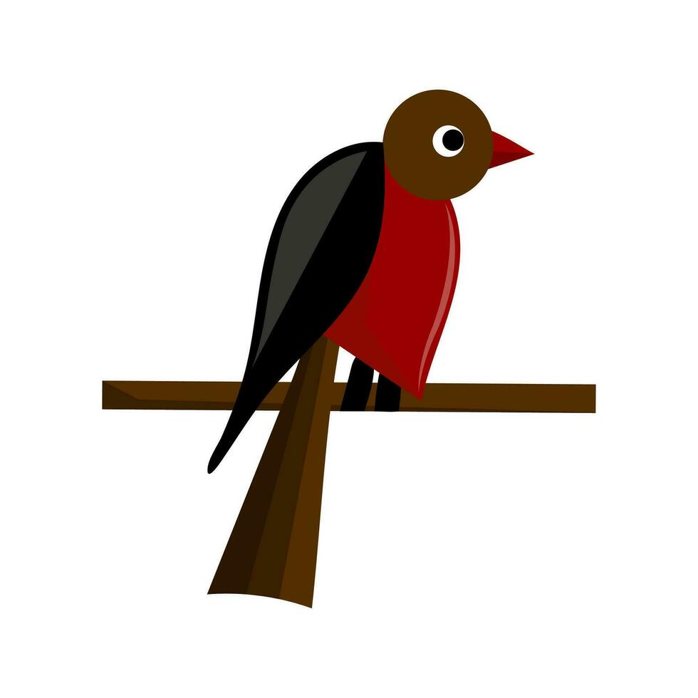 inverno uccello ciuffolotto seduta su un' ramo. stilizzato geometrico uccello. piatto vettore illustrazione.