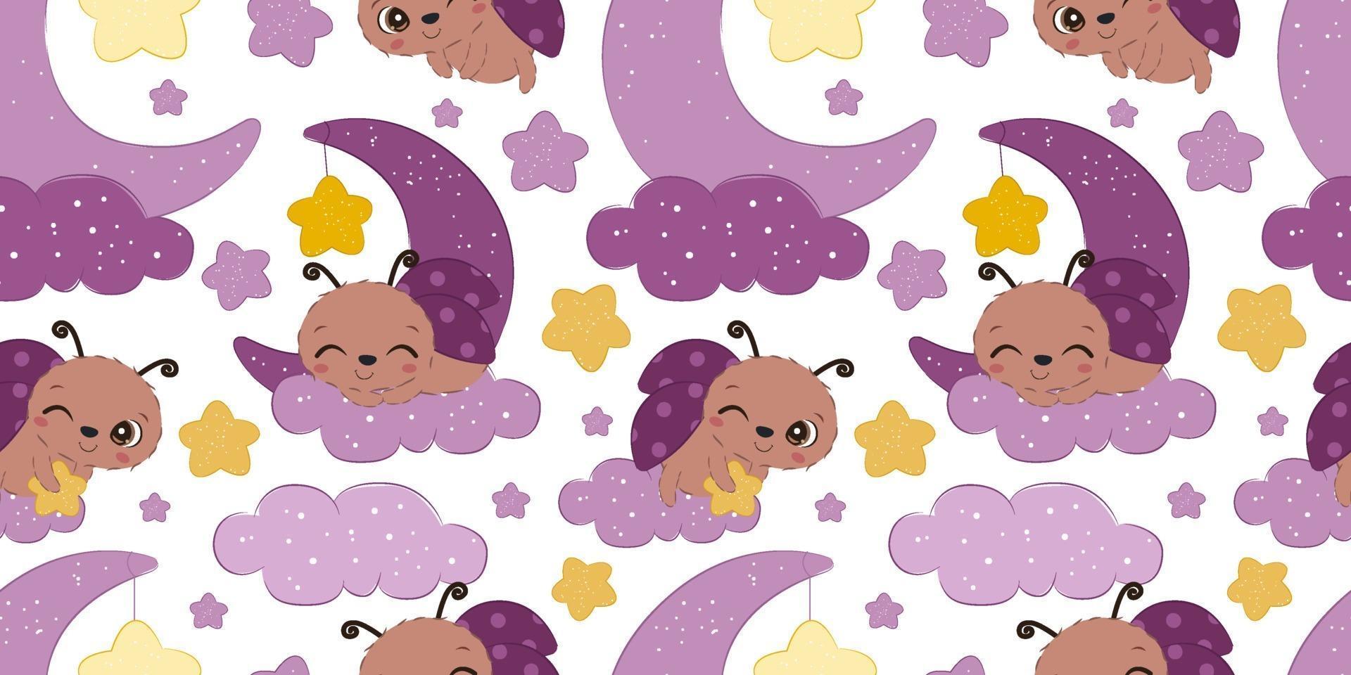 carino coccinella seamless pattern vettore