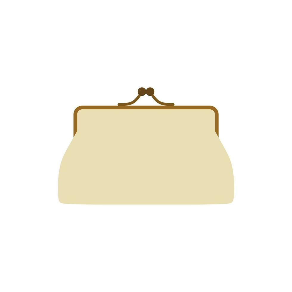 Vintage ▾ moneta borsa piatto design vettore illustrazione. retrò portafoglio Vintage ▾ marsupio pelle con d'oro telaio vettore illustrazione isolato su bianca sfondo