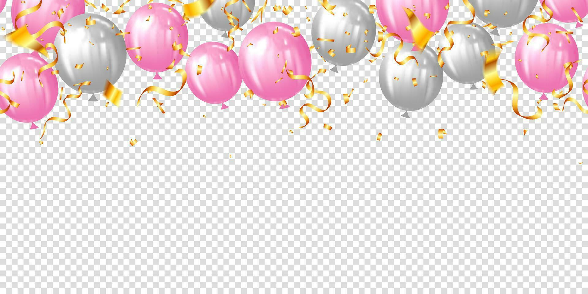 rosa e bianca palloncini con elio palloncini isolato nel il aria per compleanno, anniversario, celebrazione, evento design vettore illustrazione sfondo