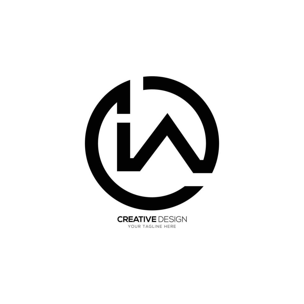 moderno lettera cw o bagno arrotondato forma monogramma cerchi iniziale logo vettore
