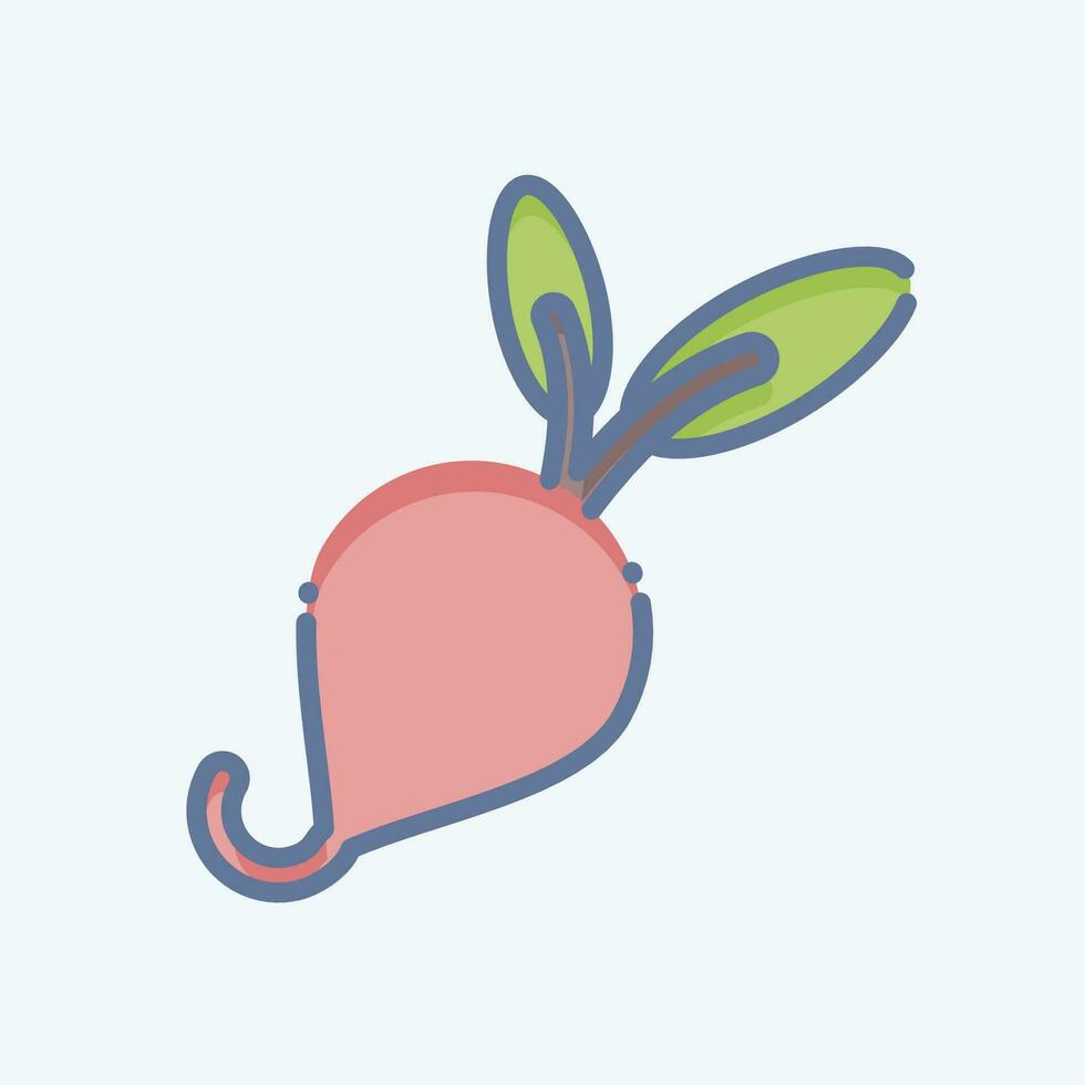 icona ravanello. relazionato per frutta e verdura simbolo. scarabocchio stile. semplice design modificabile. semplice illustrazione vettore