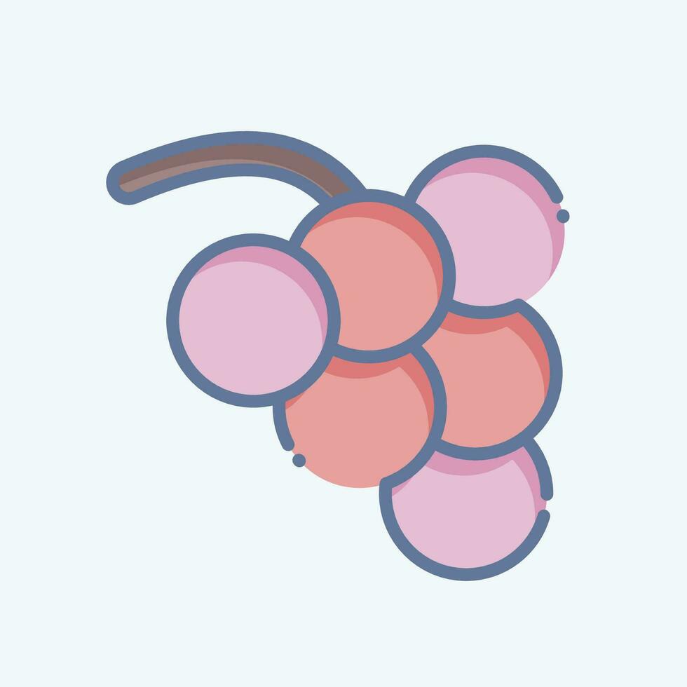 icona uva. relazionato per frutta e verdura simbolo. scarabocchio stile. semplice design modificabile. semplice illustrazione vettore