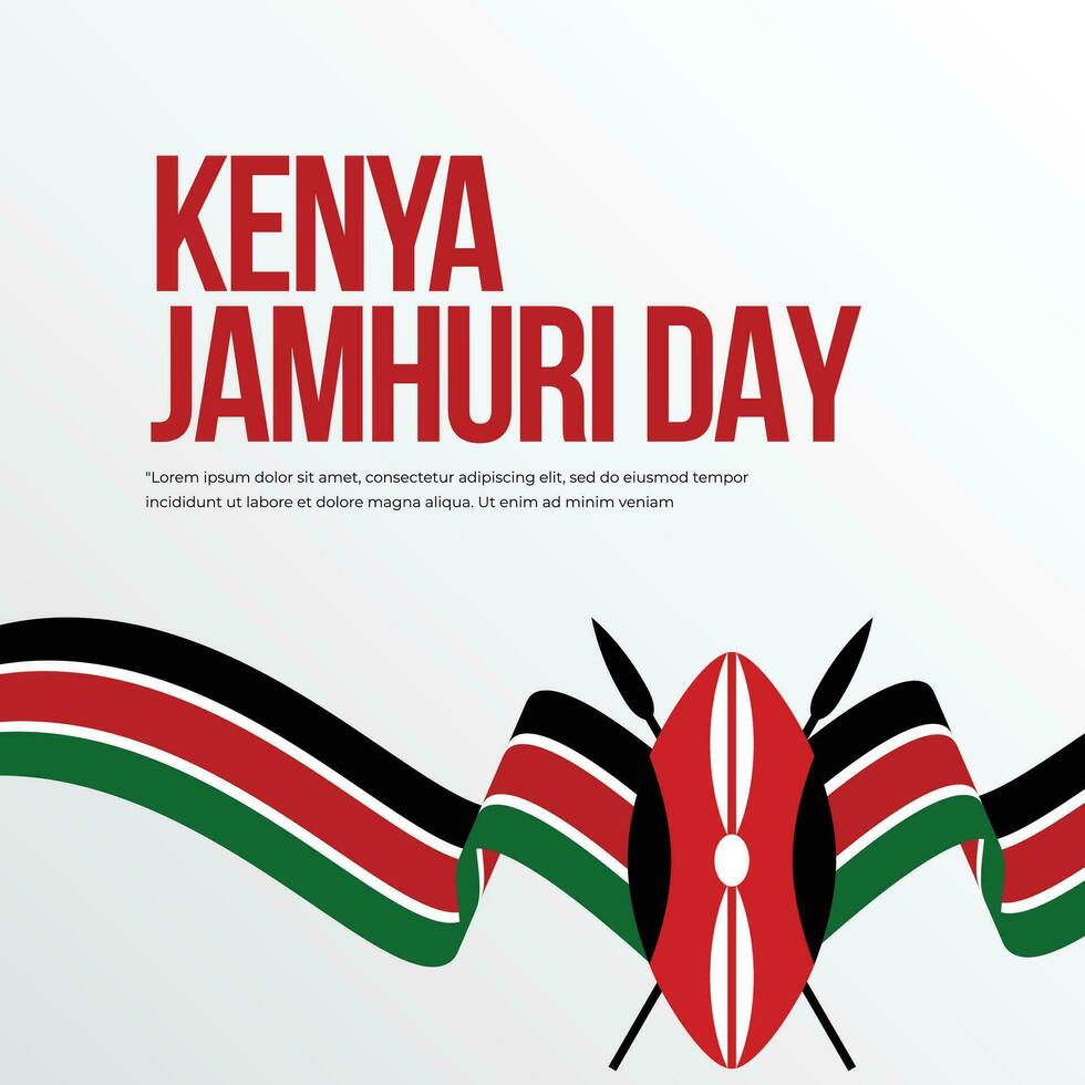 Kenia jamhuri giorno celebrazione bandiera nastro con emblema vettore