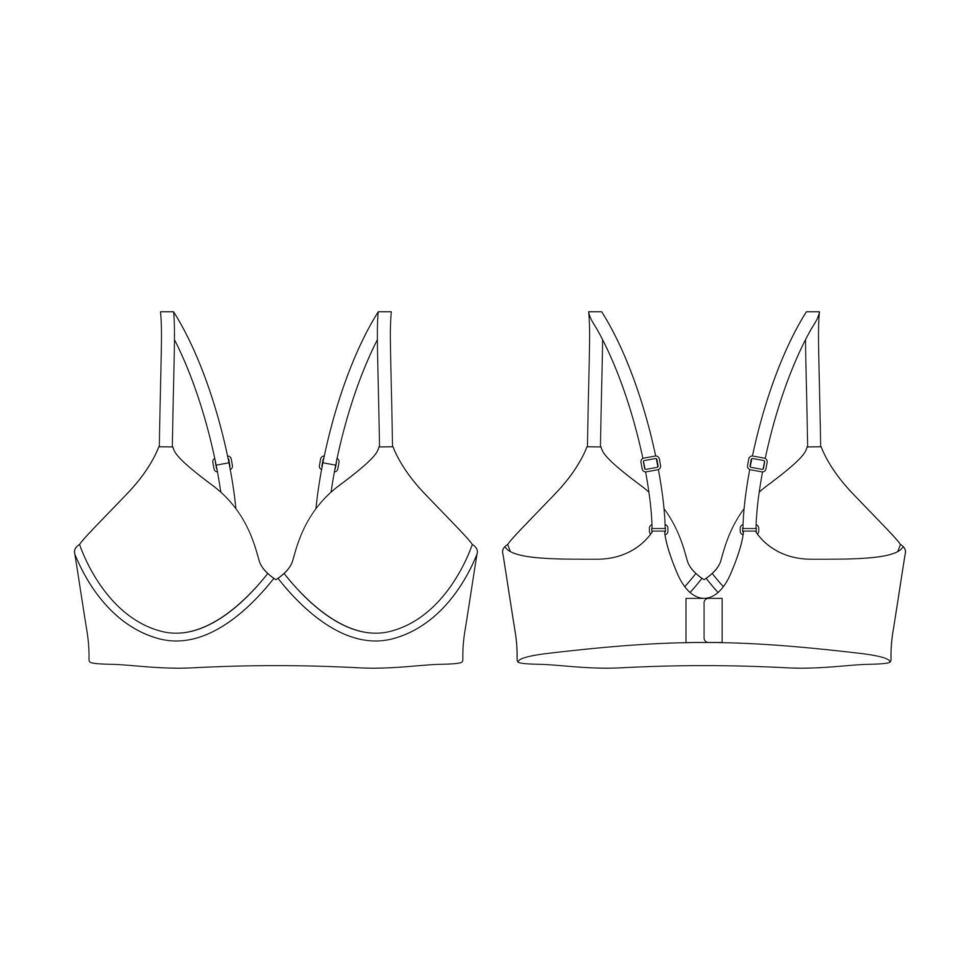 modello senza fili spingere su reggiseno vettore illustrazione piatto design schema capi di abbigliamento collezione