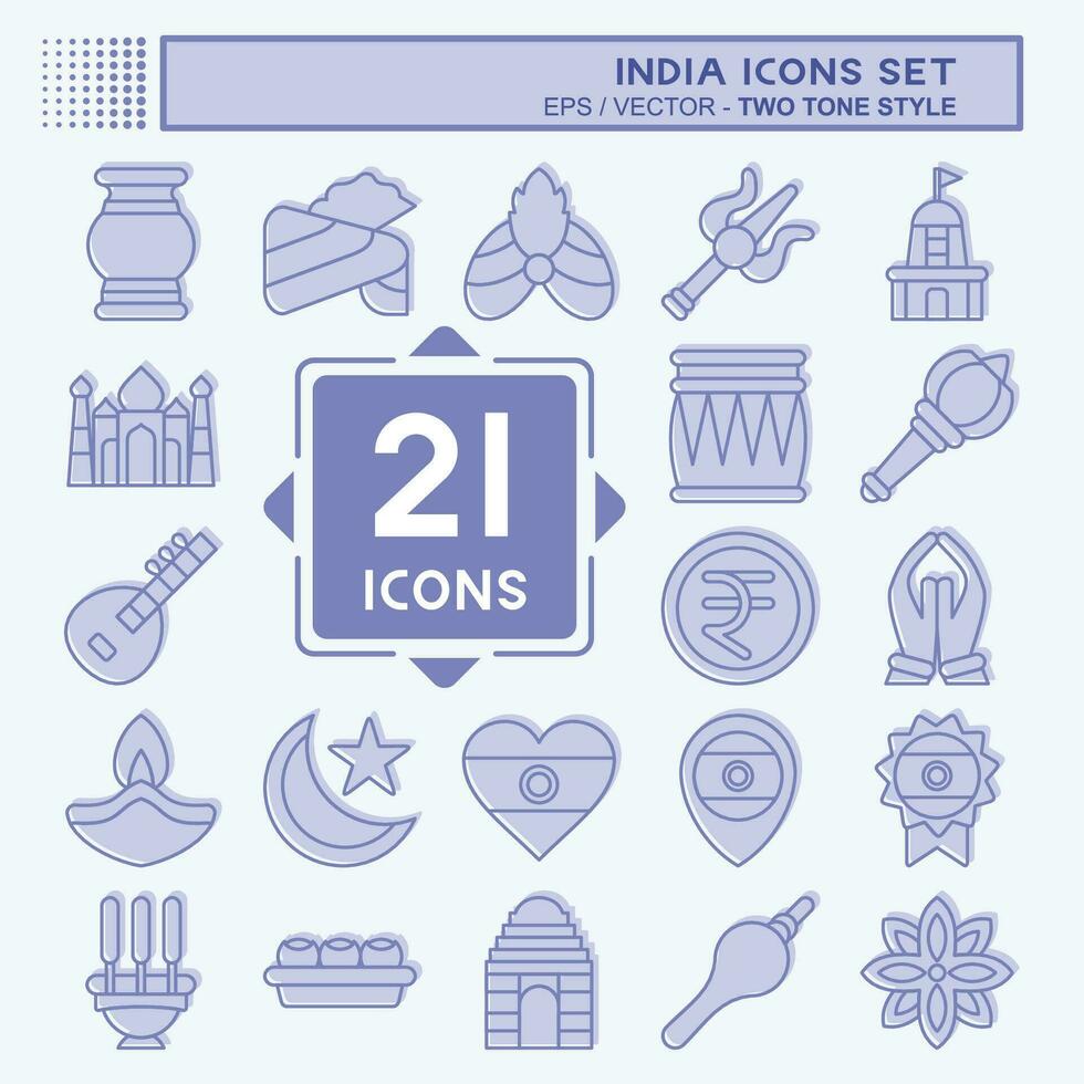 icona impostato India. relazionato per vacanza simbolo. Due tono stile. semplice design modificabile. semplice illustrazione vettore