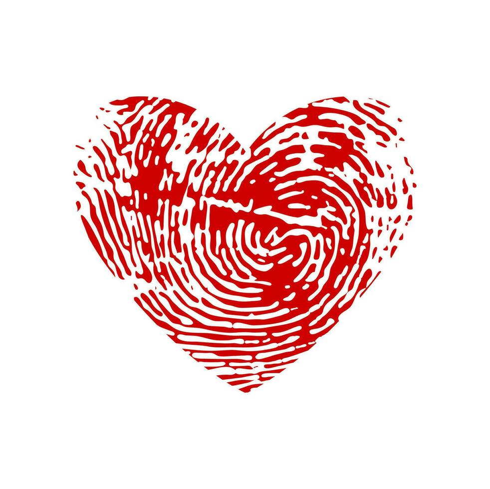 inchiostro impronta digitale cuore amore, romantico limatura simbolo vettore