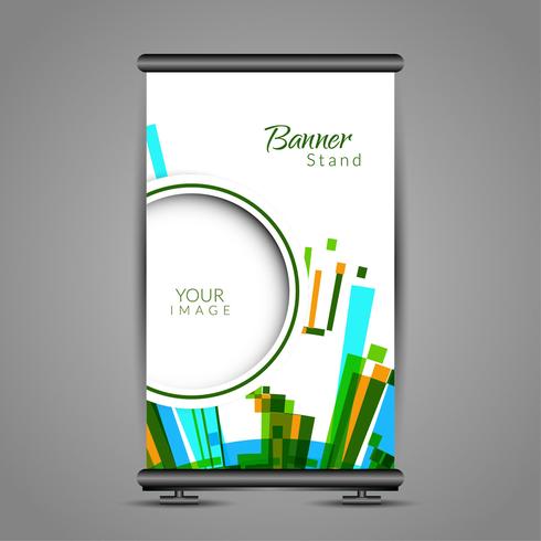 Design moderno di roll up banner stand vettore