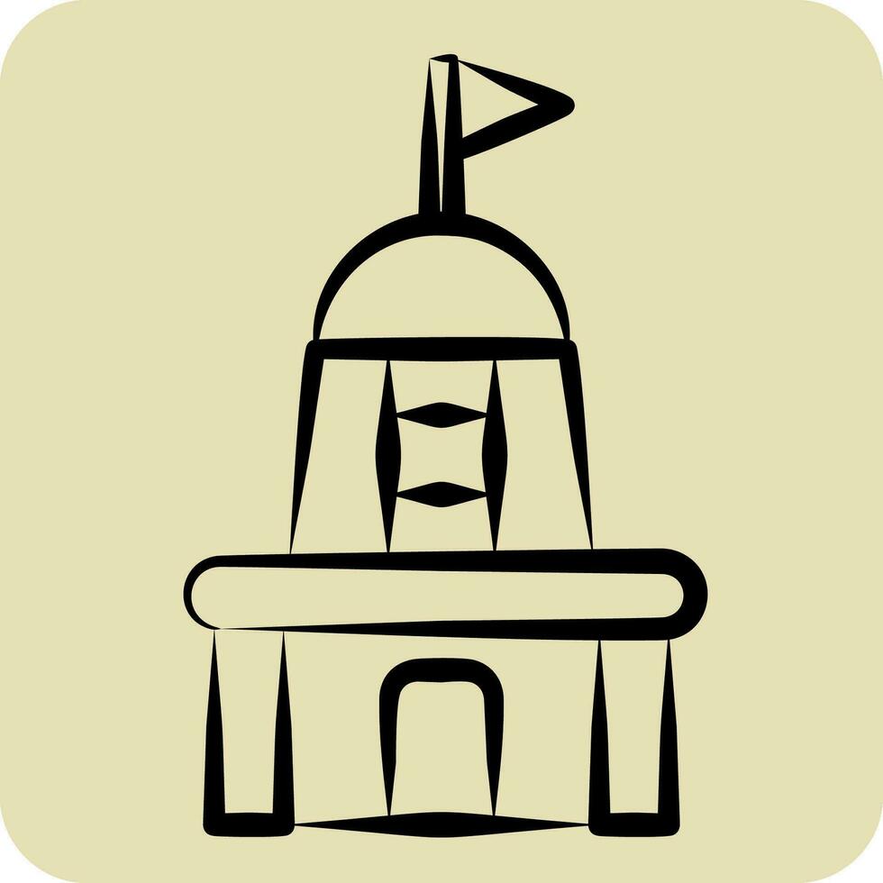 icona tempio. relazionato per India simbolo. mano disegnato stile. semplice design modificabile. semplice illustrazione vettore
