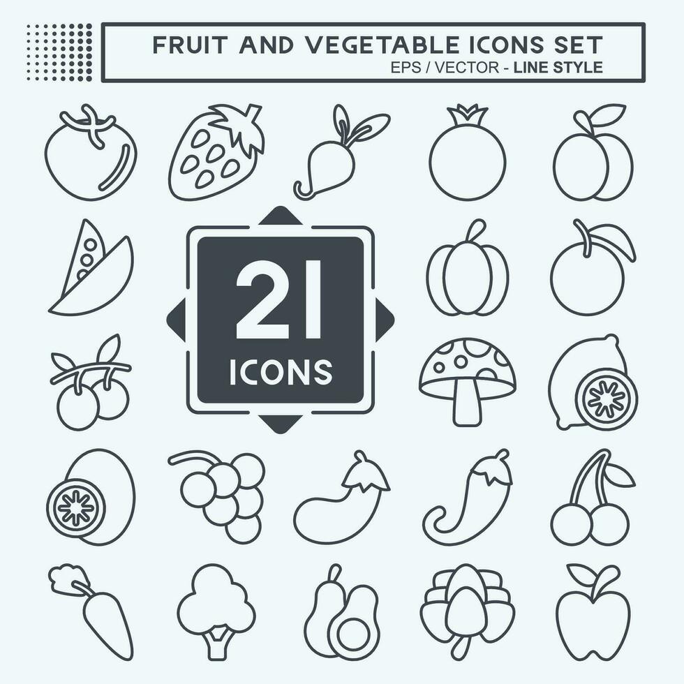 icona impostato frutta e verdura. relazionato per salutare linea stile. semplice design modificabile. semplice illustrazione vettore