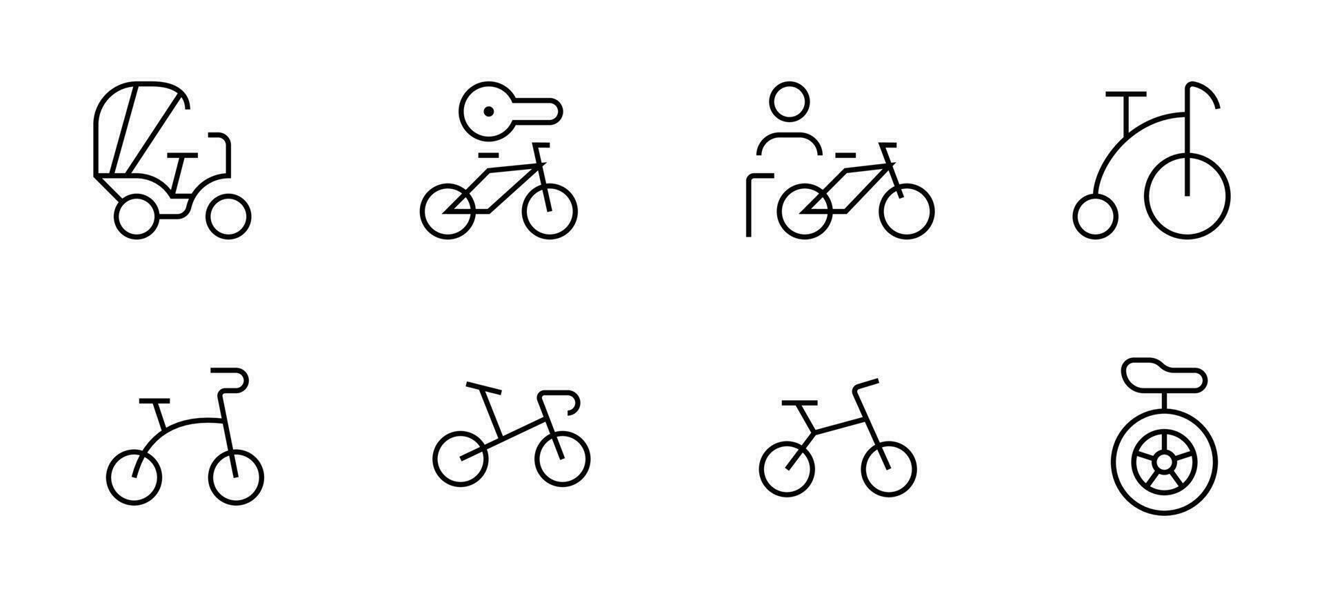 bicicletta icona, risciò, bmx, in tournée, sporco, femmina bicicletta, vettore illustrazione. lineare modificabile ictus. linea, solido, piatto linea, magro stile e adatto per ragnatela pagina, mobile app, ui, UX design.