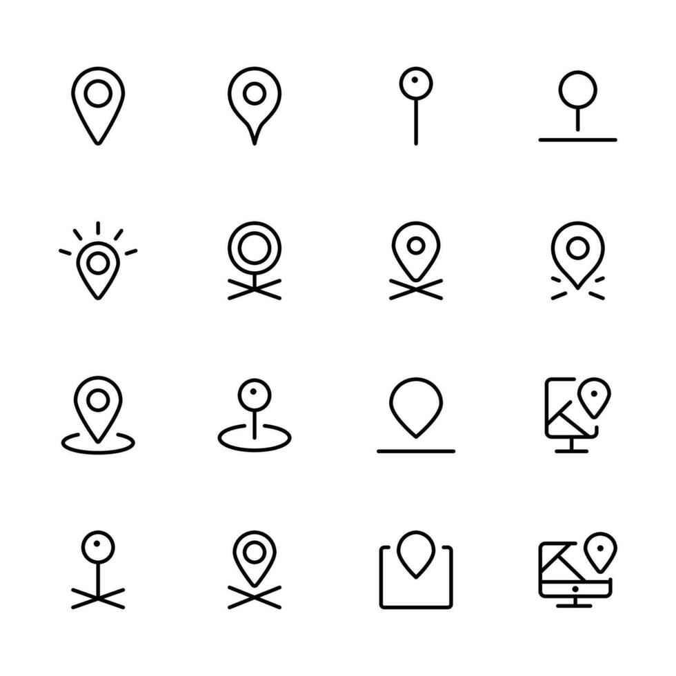 Posizione icona. carta geografica perno posto marcatore. lineare modificabile ictus. linea, solido, piatto linea, magro stile e adatto per ragnatela pagina, mobile app, ui, UX design. vettore