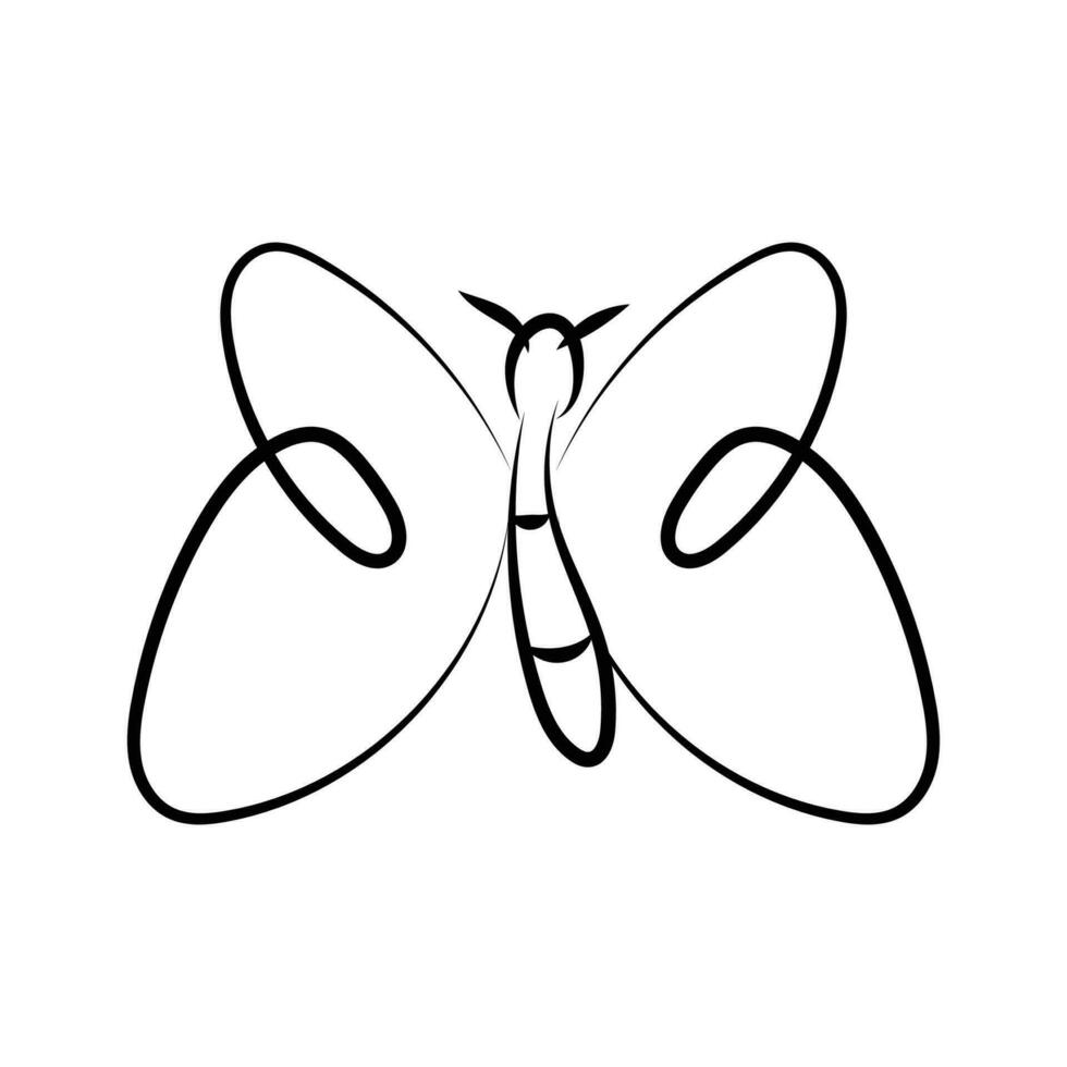 scarabocchiare linea farfalla illustrazione, linea disegno di farfalla vettore elementi