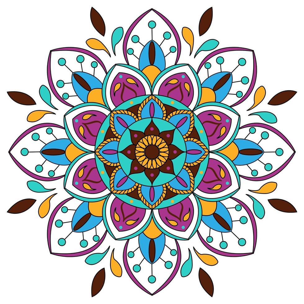 mandala colorata. ornamento di pizzo cerchio. stile boho vettore