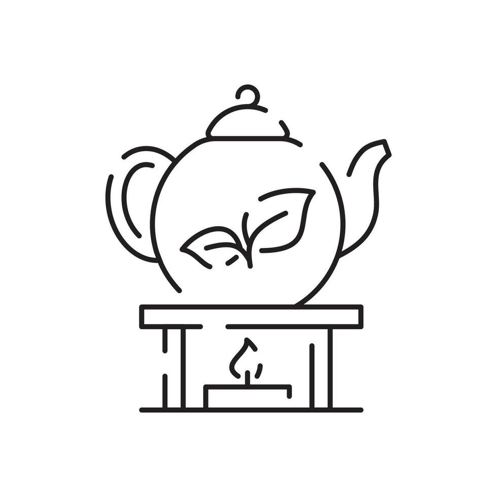 tazza di tè linea icona icona. teiera o samovar piatto icona. magro linea segni per design logo, visitare carta. simbolo per ragnatela design o mobile app. tazza schema pittogramma. vettore