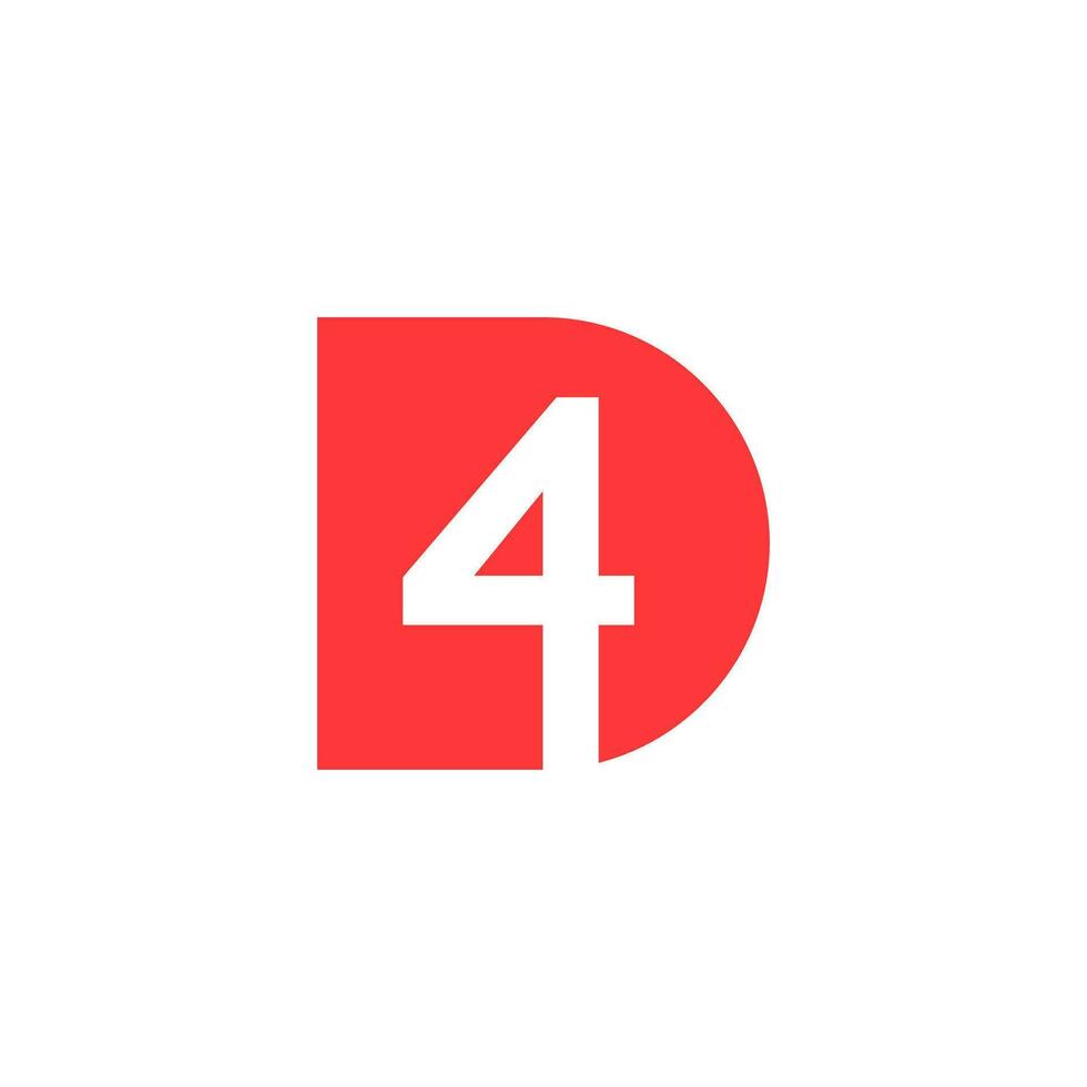 lettera d con numero 4 dentro logo design vettore
