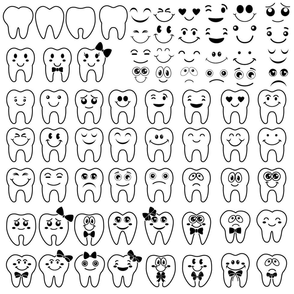 dente icona vettore impostare. dente Fata illustrazione cartello collezione. divertente dente simbolo o logo.