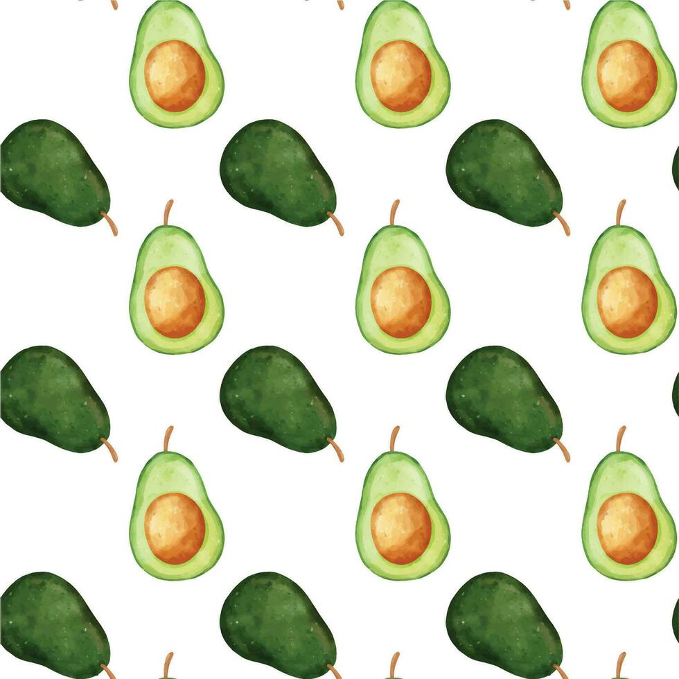 acquerello avocado senza soluzione di continuità modello sfondo per fresco cucina design vettore