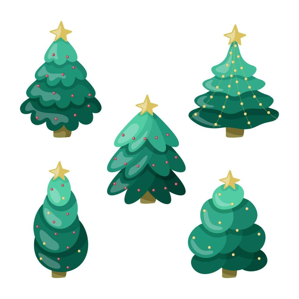 collezione di Natale alberi. colorato vettore illustrazione.