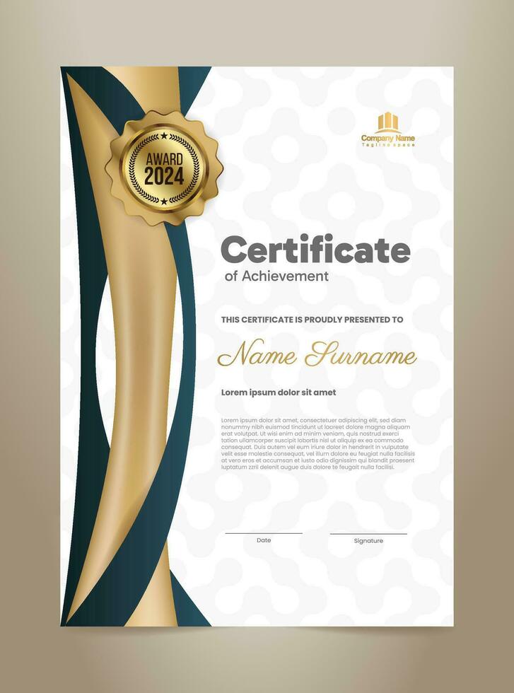premio certificato modello design con blu e d'oro ornamento. vettore illustrazione