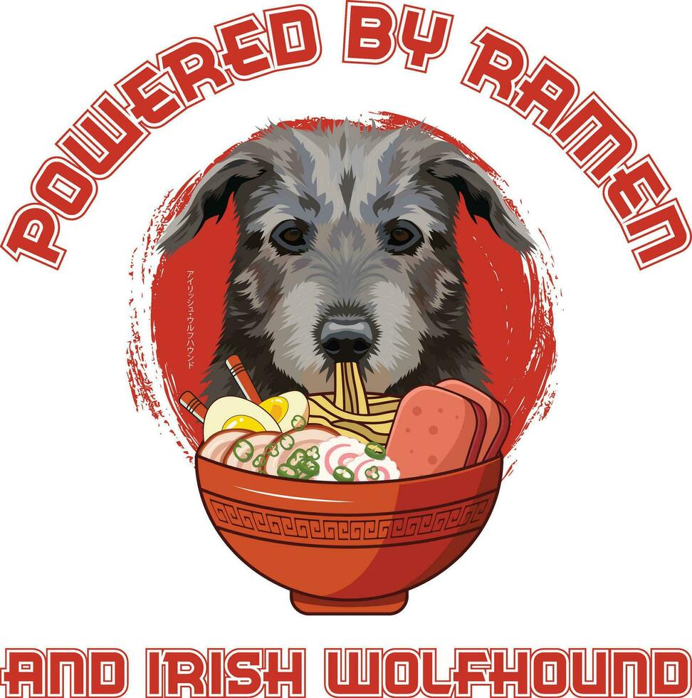 ramen Sushi irlandesi wolfhound cane disegni siamo ampiamente occupato attraverso vario Oggetti. vettore