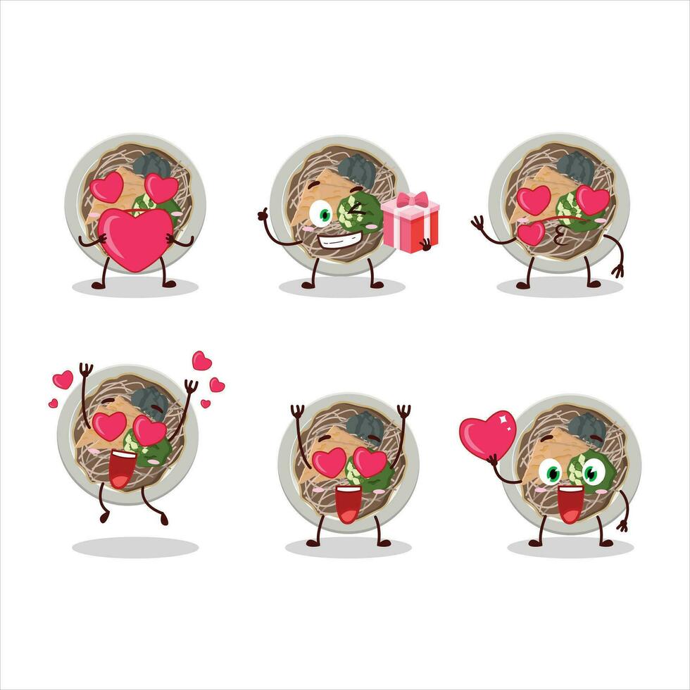 tachigui soba cartone animato personaggio con amore carino emoticon vettore