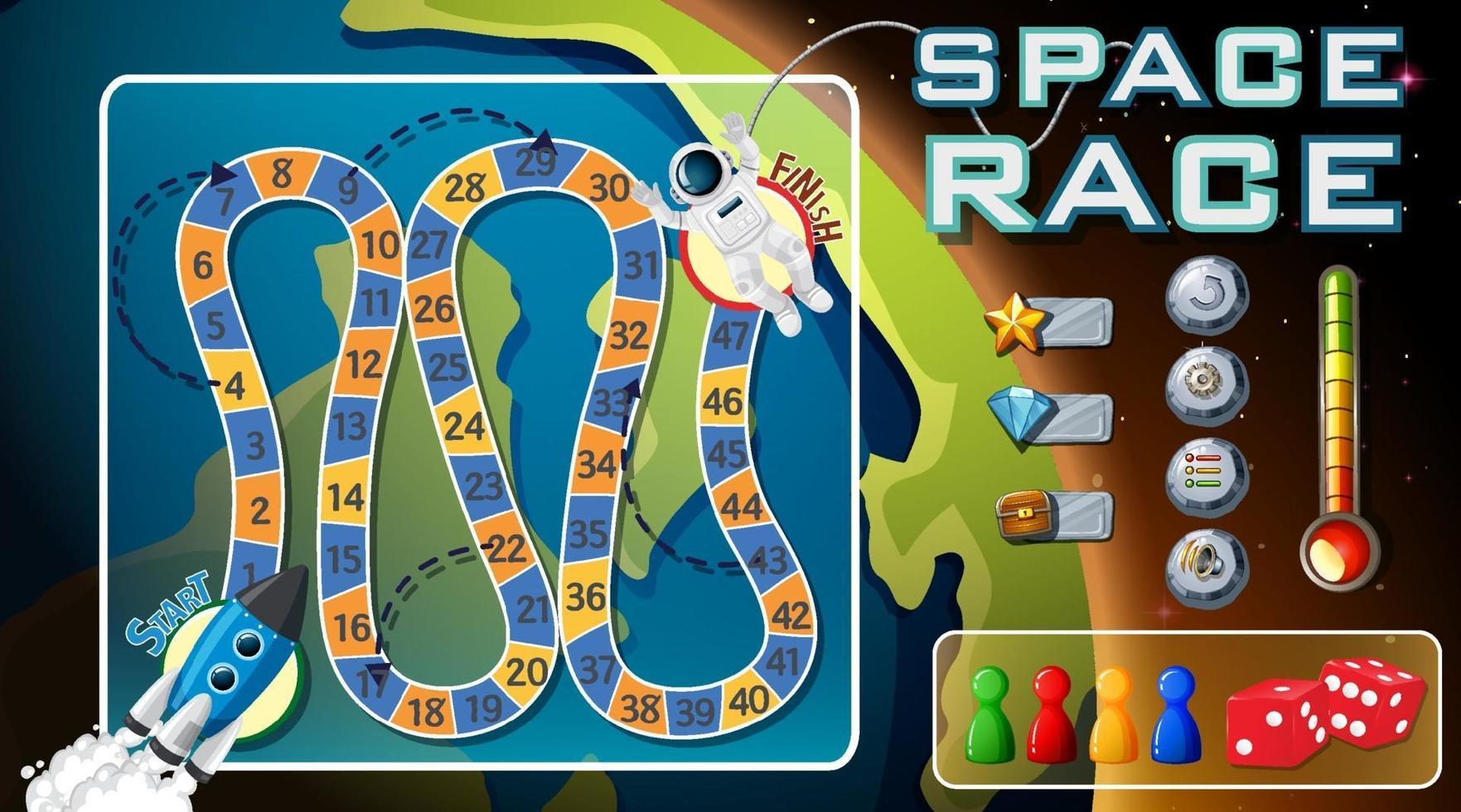 modello di gioco serpente e scale con tema spaziale vettore