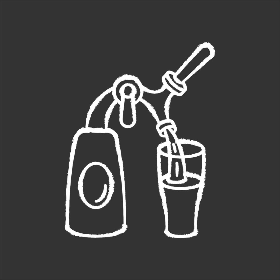 birra rubinetto gesso icona bianca su sfondo nero vettore