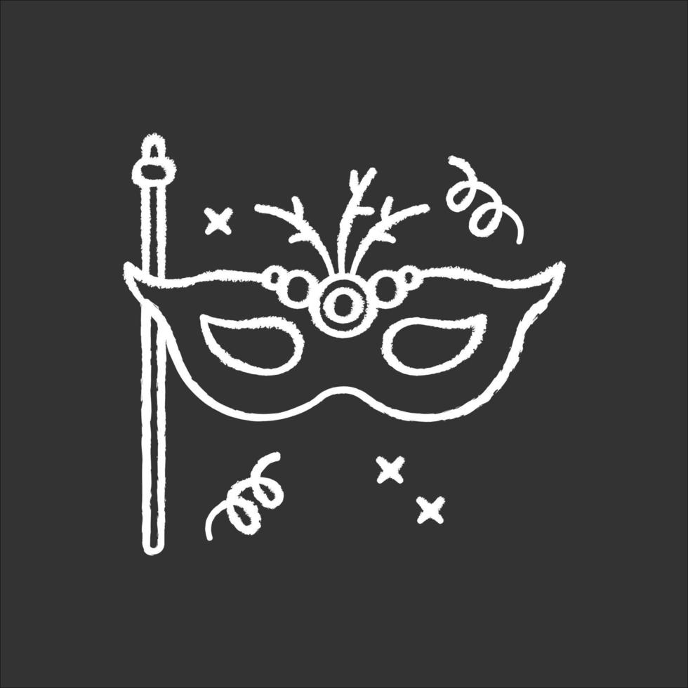 maschera mascherata icona bianca gesso su sfondo nero vettore