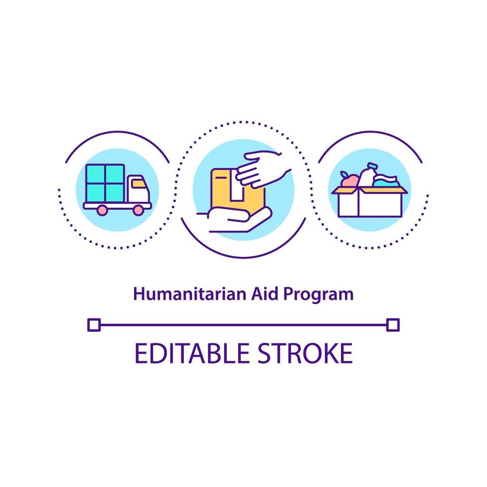 icona del concetto di programma di aiuto umanitario. vettore