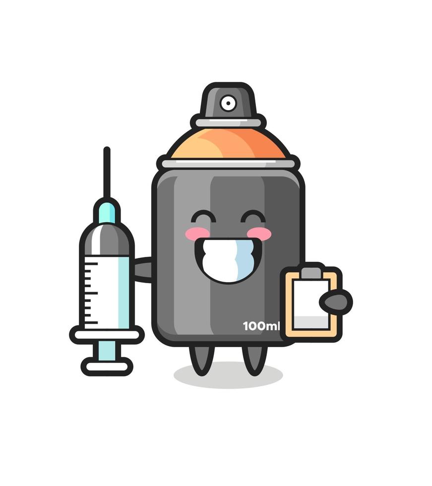 mascotte illustrazione di vernice spray come medico vettore