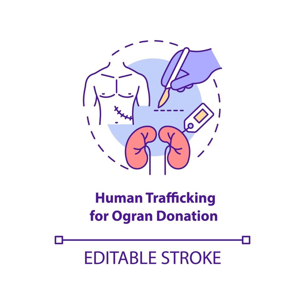 icona del concetto di traffico di esseri umani per la donazione di organi vettore