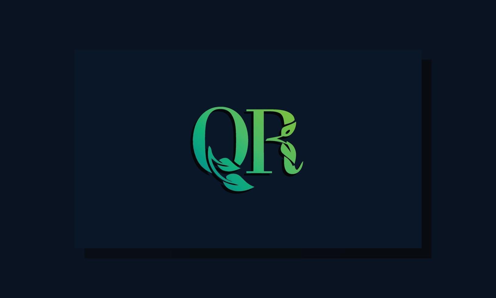 logo qr iniziale in stile foglia minimal vettore