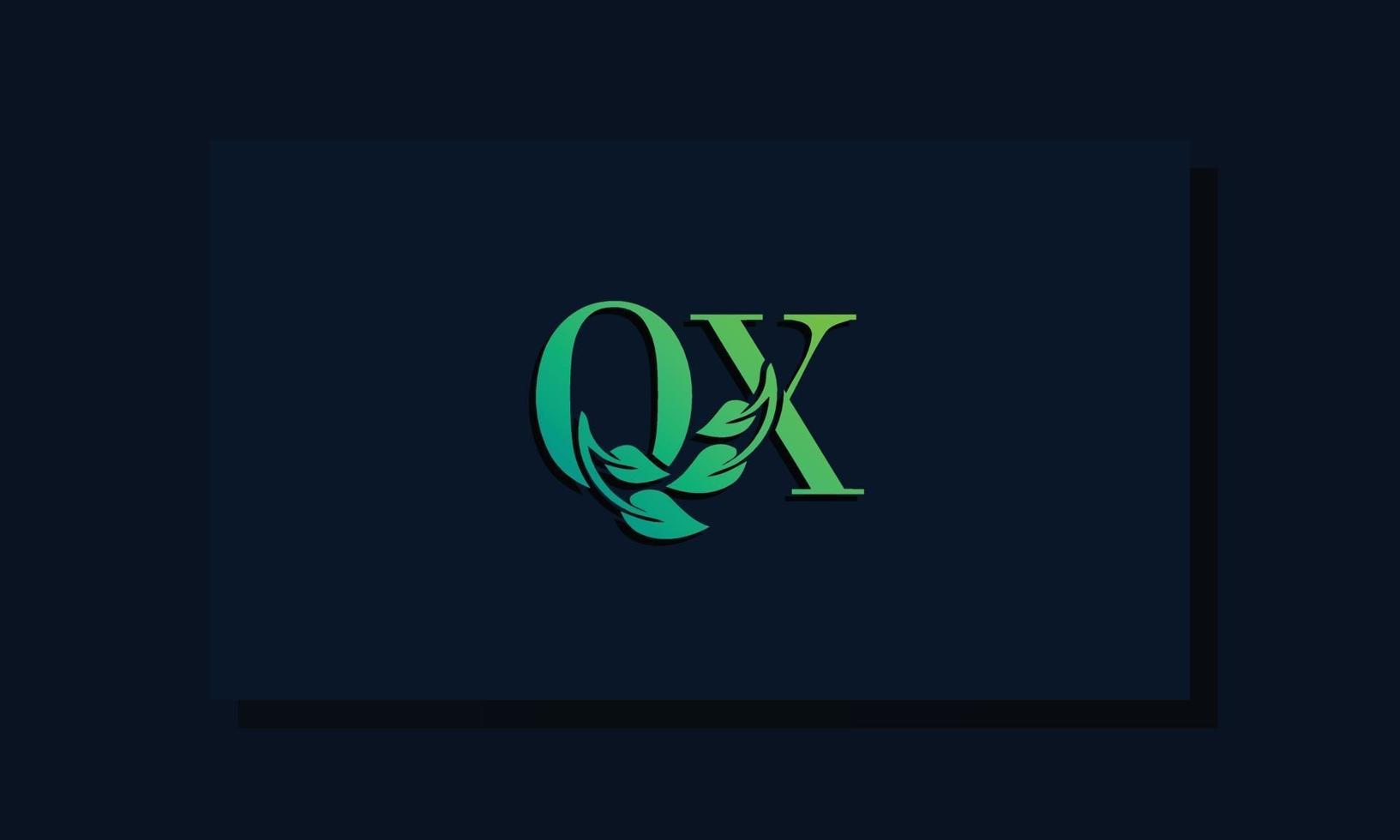 logo qx iniziale in stile foglia minimal vettore