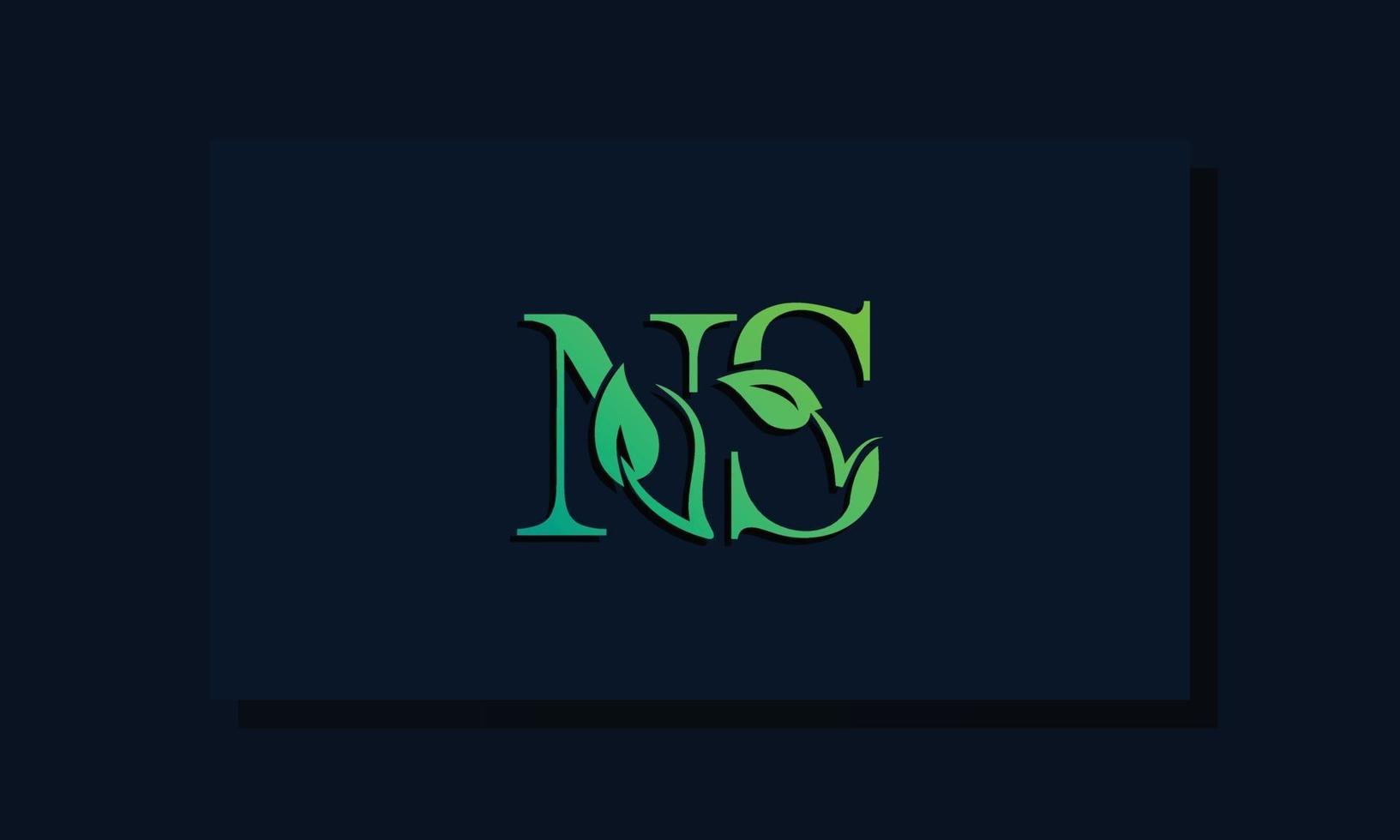 logo ns iniziale in stile foglia minimal vettore