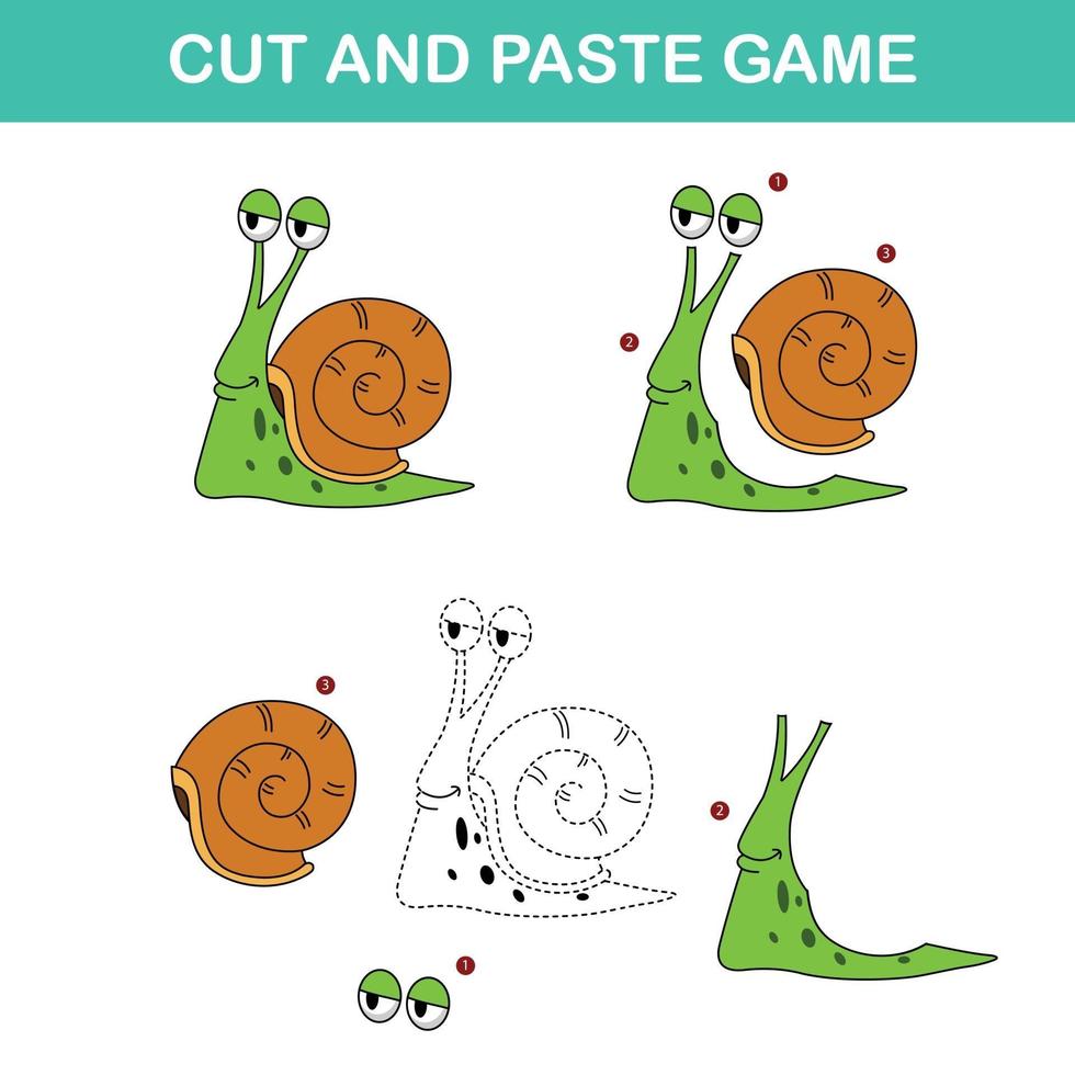 gioco tagliato e passato, giochi di carta educativi facili per kids.illustration vettore