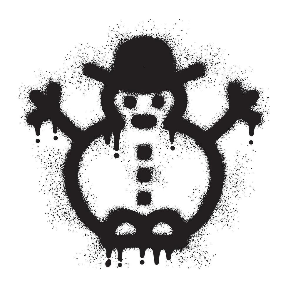 pupazzo di neve graffiti con nero spray dipingere vettore