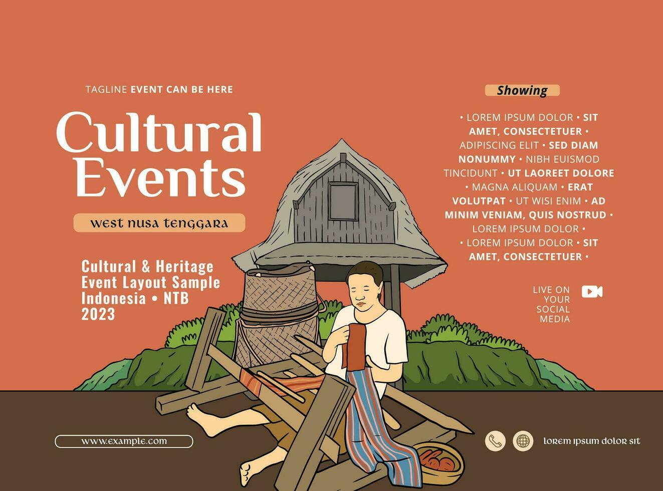 ovest nusa tenggara Indonesia cultura illustrazione design idea vettore