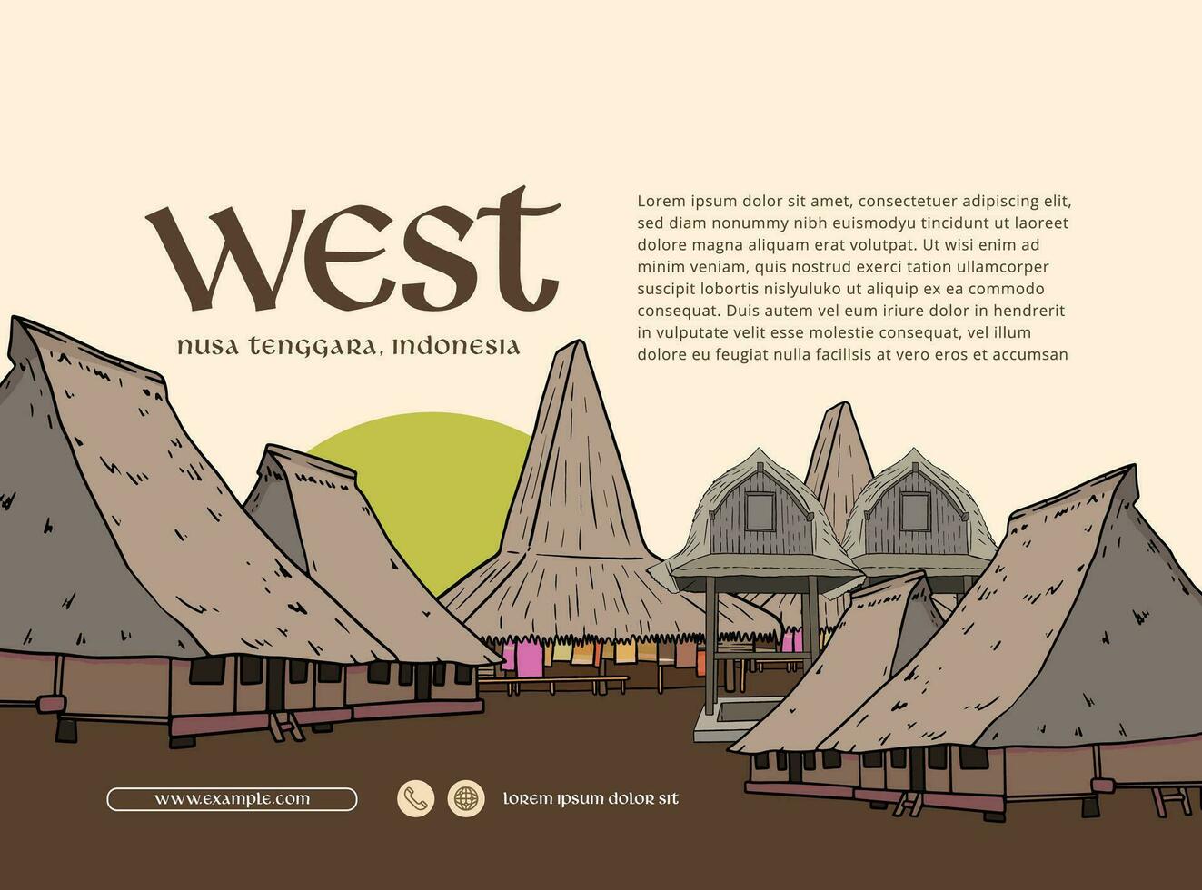 ovest nusa tenggara Indonesia cultura illustrazione design idea vettore