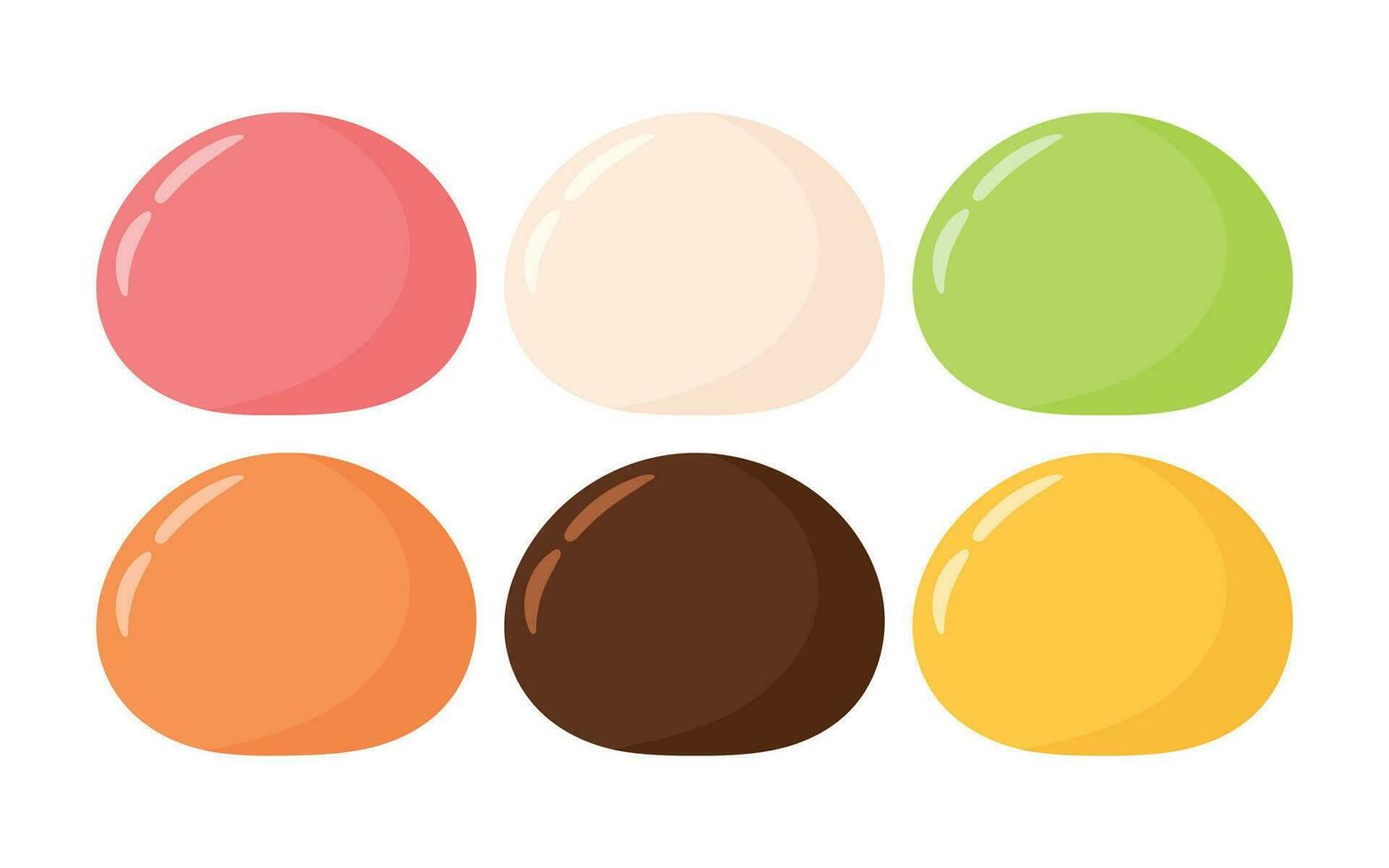 mochi daifuku sapori impostato collezione per giapponese dolce animato cartone animato vettore illustrazione