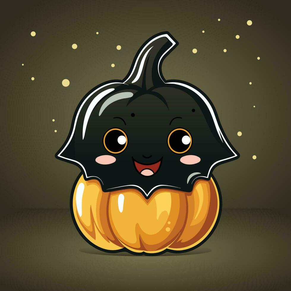 Halloween zucca, carino cartone animato carattere, vettore illustrazione