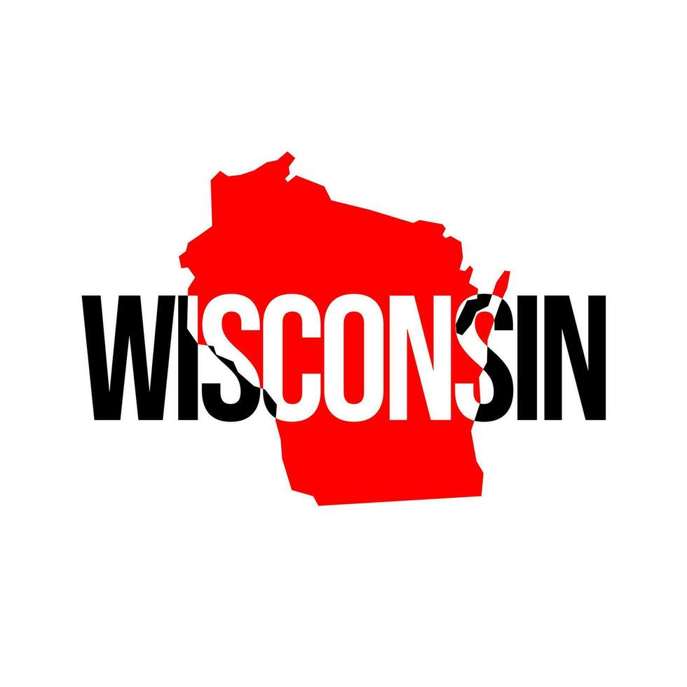 Wisconsin Stati Uniti d'America carta geografica tipografia illustrazione. vettore