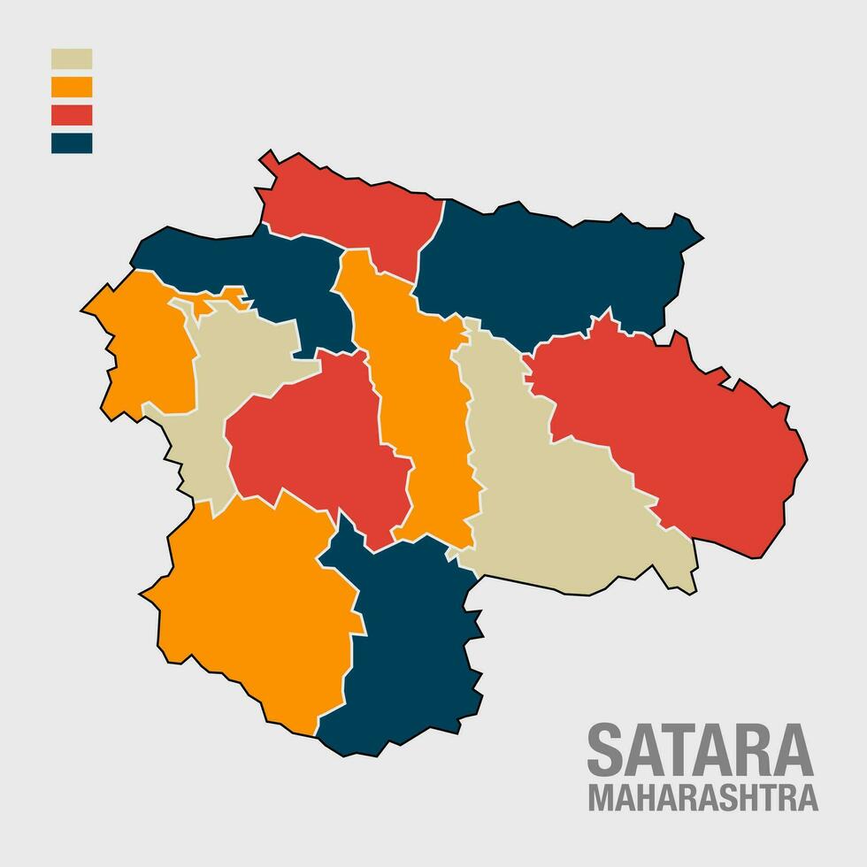 satara quartiere carta geografica design con tutti taluka aria confini illustrazioni. satara Maharashtra carta geografica. vettore