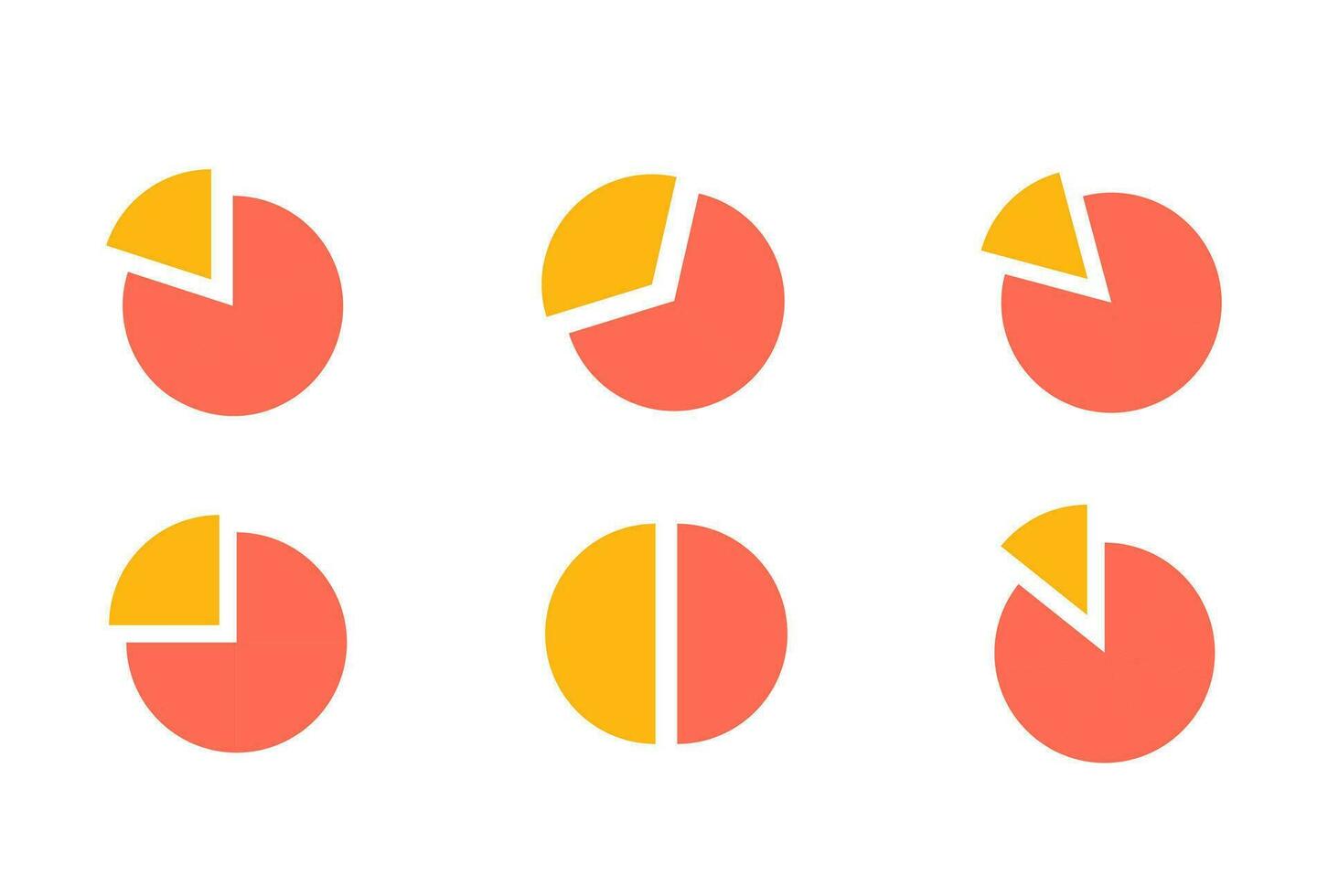 giallo rosso torta grafici. il giro Infografica elementi per statistico informazione con divisione e attività commerciale vettore grafico