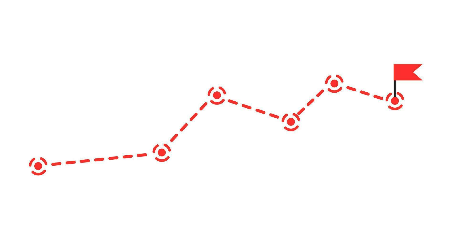 strada carta geografica trattino linea modo rosso. passo Piano Infografica vettore