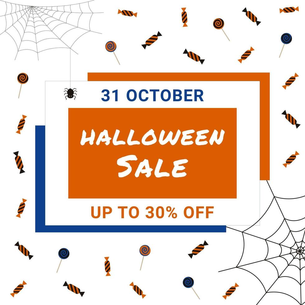 felice vendita di halloween 30 percento di sconto banner quadrato vettore