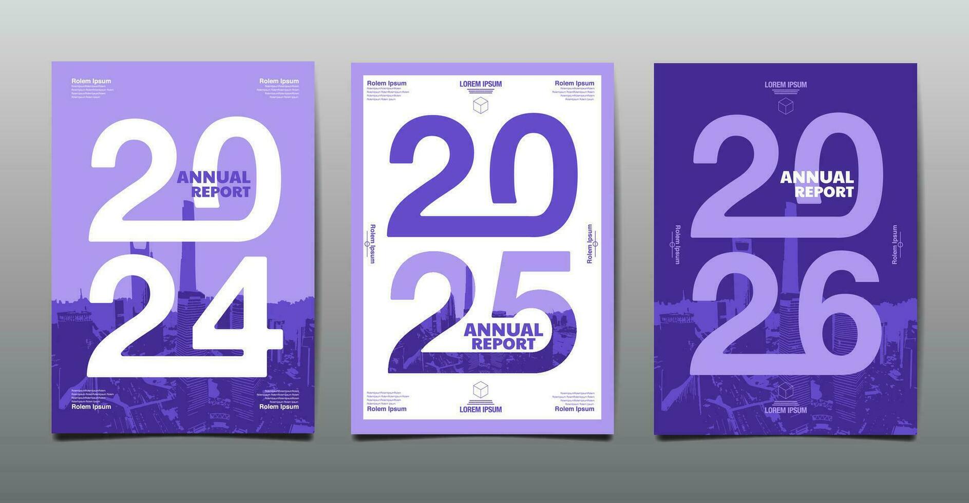 annuale rapporto, modello disposizione design 2024, 2025, 2026 tipografia, blu tema, piatto design vettore